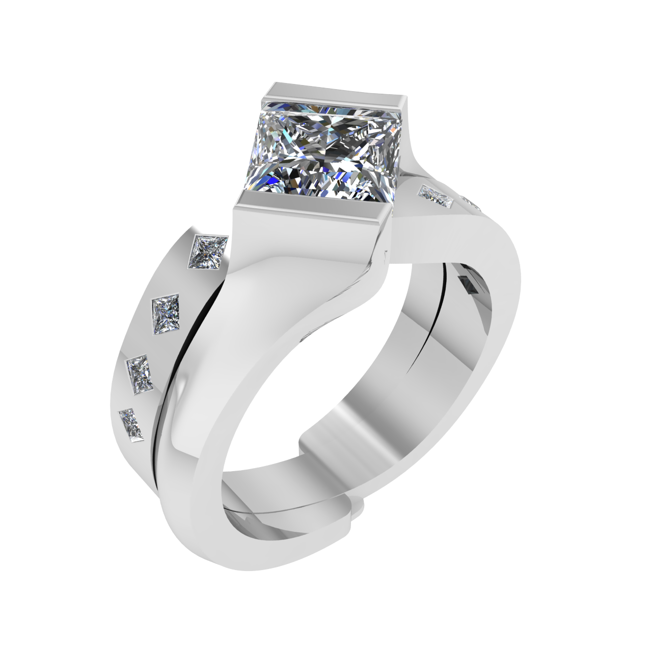 SOLITAIRE BYPASS  6.50mm x 6.50mm PRINCESS ENGAGEMENT RING
